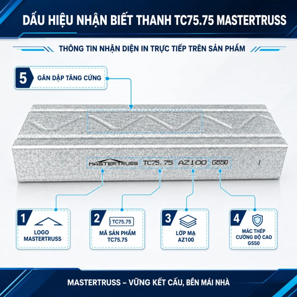 Dấu hiệu nhận biết thép nhẹ MASTERTRUSS chính hã